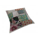 Jaipuri Patch Work Design Cotton Cushion Covers in White Color Size 17x17 Inch